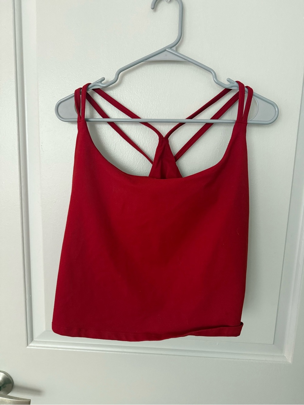 Red Fabletics sports bra tank top